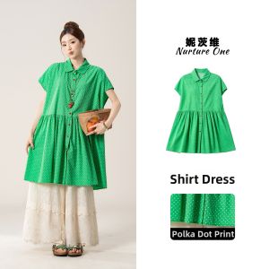 Nurture One | Cotton Polka Dot Short Sleeve Shirt Blouse Universal Wear