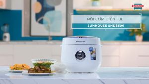 Nồi cơm nắp gài Sunhouse SHD8606 1.8 lít hàng chính hãng 100% trưng bày đẹp mới 98-99% -dùng cho người ăn 4 - 6 người Công suất: 700 W