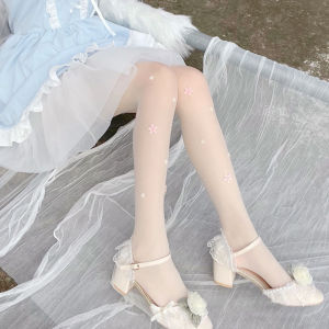 Lolita Socks Flower White Silk Pure Desire Sweet Girl Cute Stockings Pantyhose Summer Thin