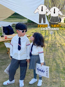 Trang Phục Phong Cách Đại Học Dành Cho Trẻ Em Áo Sơ Mi Dài Tay Có Dây Buộc Và Bộ Hai Mảnh Ve Áo Dành Cho Biểu Diễn Bé Trai Và Bé Gái Đầm