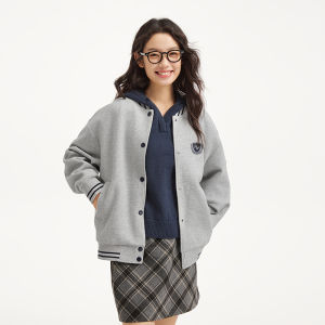 Hotwind | Retro College Style Womens Jacket Grey