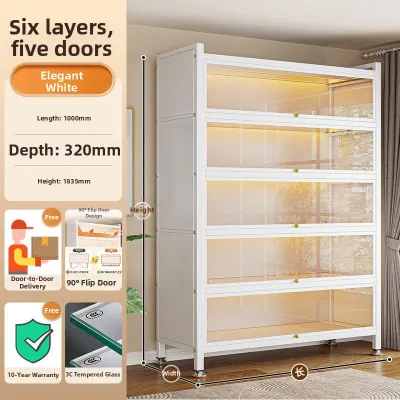 Glass Door Display Cabinet with Storage Shelves Wall Mounted Bookcase Transparent Dustproof Organizer for Books Collectibles Office Supplies 3 Tier Bookshelf with Door Cabinet with Glass Door