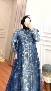 Dress Gamis Kondangan Lebaran 2026 Mewah | Bahan Armani Silk Tile Snow Adem Jatuh Elegan