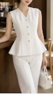 [EMBONG] Áo Sát Nách Peplum Cổ V Cúc Kim Loại Mạ Vàng Sang Trọng Và Thanh Lịch Cho Nàng Công Sở