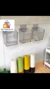BETTER BUYS 1pcs Storage Box Space-saving Punch Free Plastic Kitchen Wall Hanging Scallion Ginger Garlic Container