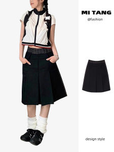 กระโปรงทรงเอผ้าลายสก็อตสุดเก๋สำหรับผู้หญิงในช่วงฤดูร้อน กระโปรงทรงเอเอวสูง กระโปรงสั้นผ้าโพลีเอสเตอร์ กระโปรงทรงเอเอวสูง