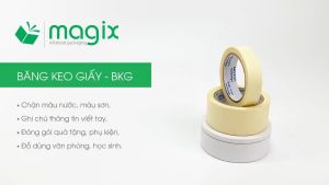 BKG4V - Block 6 cuộn băng keo giấy khổ 2.4cm x 10m - Băng dính giấy viết được chặn màu sơn