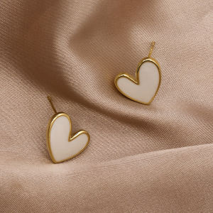 CHINSE | Sterling Silver Red Heart Minimalist Earrings