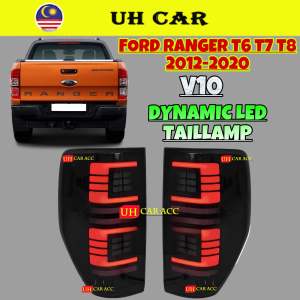 (V10) Ford Ranger T6 T7 T8 2012-2020 Dynamic Led Tail Lamp Taillamp Taillight Light With Running Signal Smoke