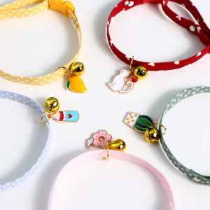 [Ready Stock]Pet cat dog collar with bell tag candy color pendant accessories Necklace