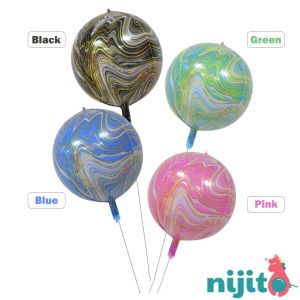 Nijito - 22inch 4D Balloon Blue Pink Purple Black Green Marble Foil New Balloon Childrens Day Birthday Wedding