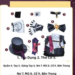 Genshin Impact Lyney Cosplay Bộ Đầy Đủ Nữ Pháp Sư Da Đồng Nhất Tóc Giả Mũ Váy Găng Tay Đuôi Bộ Trang Phục Chất Lượng Cao Cấp