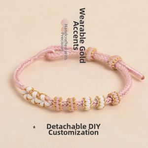 Good Fortune Golden Beads Childrens Bracelet Pink