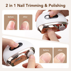 2 in 1 Electric Nail Clipper Nail Care Grinder with Light Automatic Nail Clipper 3-speed Nail Trimmer Portable Nail Polisher