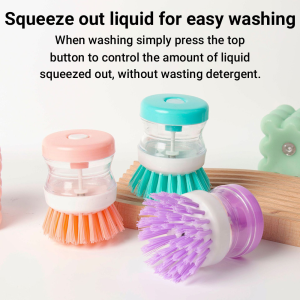 Kitchen dishwashing tools press automatic liquid dishwashing brush plastic brush with detergent soap dispenser for pots and pans⚡PH deliveryIn stock⚡