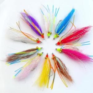 6/10pcs #4 #2 1/0 2/0 Chainbead Eyes Crazy Charlie Fly Barbed Fly Hook Fast Sink Bonefish Permit Tarpon Saltwater Fishing Lures