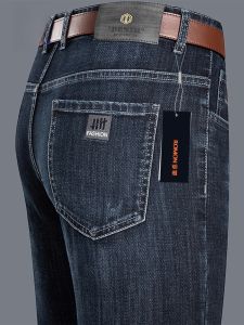 ROMON | Loose Straight Leg Stretchy Casual Business Jeans For Middle-Aged Men Romon Mens Denim Pants Winter New Style Long Trousers