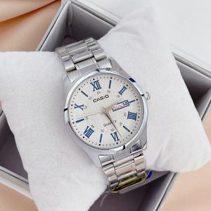 watch house แถมกล่องหนัง !! กันน้ำ 100 % นาฬิกาข้อมือผู้ชาย  สายเลท วันที่ บอกวัน เหมาะกับทุกเทศกาล  แถมถ่าน