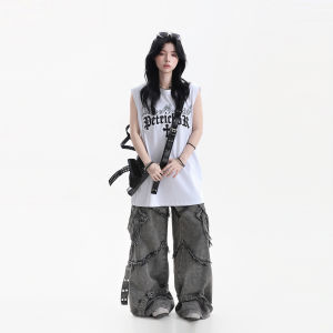 zuocisankon | Vintage Cross Stitch Design Loose Sporty Vest