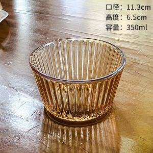Zhendish Ins Style Vertical Pattern Dessert Glass Bowl Breakfast Bowl Fruit Salad Bowl Oatmeal Bowl Ice Cream Bowl Dessert Bowl
