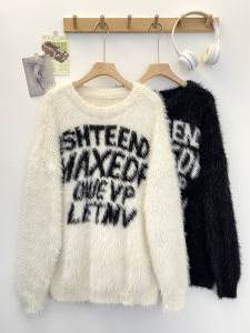 เสื้อสเวตเตอร์คอวีแบบสวมหัวสำหรับผู้ชาย ขนแกะเทียมอเมริกัน ทรงหลวม นุ่ม อบอุ่น สำหรับฤดูใบไม้ร่วง/ฤดูหนาว เสื้อสเวตเตอร์คอวี