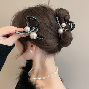 กิ๊บติดผมรูปฉลามขนาดใหญ่ประดับมุกสุดสง่างามสำหรับผู้หญิง กิ๊บติดผมสไตล์เกาหลี ทรงเรขาคณิต วัสดุ ABS