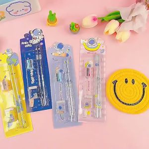 Pencils Stationary Set，5 in 1 Kids Stationery Pencil Set Student Birthday Present Gift Children Pencil Set School Supplies Astronaut Stationary Set Primary School Children Learning Gift Kindergarten Birthday Gift Award Gift Set