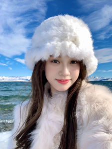 ผู้หญิง หมวกขนสัตว์กระต่ายตุ๊กตาเล็ก อุ่น หมวกชาวประมงป้องกันหูเส้นรอบวงกว้าง สไตล์ลำลอง ฤดูใบไม้ผลิ ฤดูใบไม้ร่วง ฤดูหนาว