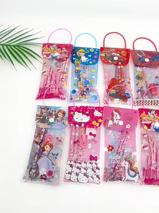 6 in 1 Stationery Set Pencil Eraser Ruler Writing Kids Student Gift Set Cute Creative Stationery Hadiah Kanak-Kanak 铅笔套装