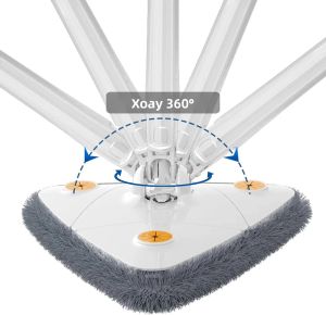Chổi Lau Nhà Tam Giác Xoay 360 Độ Vắt Nước Bằng Nhôm Chất Liệu Sợi Microfiber Thân Thiện Với Môi Trường Dùng Lau Cửa Sổ & Sàn Nhà Phòng Tắm & Nhà Vệ Sinh