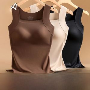 MiiOW | เสื้อกั๊กหนาแบบมีขนสำหรับผู้หญิง ฤดูใบไม้ร่วง/ฤดูหนาว เสื้อชั้นในแบบมีแผ่นเสริมหน้าอก ไม่มีรอยตะเข็บ เสื้อชั้นในแบบมีขนสำหรับผู้หญิง