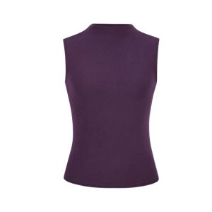 YUEZHONGWEI | Áo vest màu tím cổ cao kiểu Pháp mùa hè cho nữ gợi cảm ôm vừa vặn áo ngắn không tay Pure Desire phong cách công sở