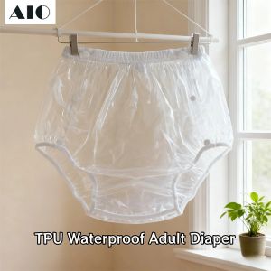 Waterproof TPU Adult Diaper Panties  Snap Button Design Can Be Opened Easy-to-clean Incontinence Pant Translucent Swimming Cover