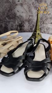 {Wajib Naik 1 Size} Sandal Wanita Wedges Karet Slip On Tali Belakang Import H.Y.S Hak Rendah 9029