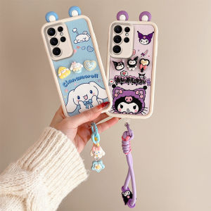 Phone Case Samsung Galaxy S25 S24 S23 FE Ultra A54 A34 A14 A24 LTE 4G 5G Cute 3D Ear Cartoon Casing with Dolls Pendant Short Lanyard Lens Protection Sweatproof Silicone Soft Cover