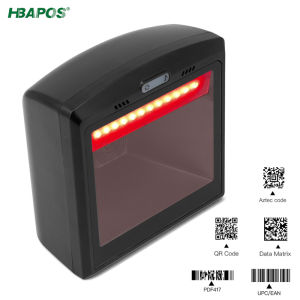 HBAPOS Handsfree 2D 1D Barcode Scanner Omnidirectional Desktop Automatic QR Bar Code Reader for POS PC Supermarket