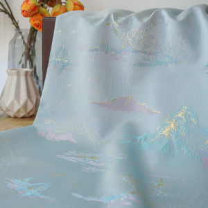 Golden Silk Mountain Vintage Oil Painting Jacquard Fabric Sewing Dress Embossed Soft Fabric