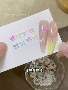 Kaniu 50/100PCS 3D Mini Bow Nail Charms Color Gradient Nail Accessories for Gel Polish DIY Nail Art Decor Bridal Party Manicure