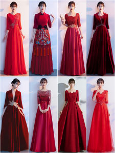 ชุดการแสดงนักร้องหญิงยาว ชุดราตรีสุดสง่างามสำหรับผู้ใหญ่ ชุดการแสดงนักเรียน ชุดร้องเพลงสีแดง ชุดการแสดงที่มีคุณภาพสูง