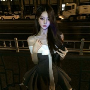 CHANGTONG | Unique Pretty Bow Off Shoulder Waist Cinched Puffy Dress Mini Size