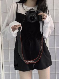 Summer Ice Silk Sling Shorts Small Shirt Suit Female Student Small Shoelace Match Suspenders Sun Protection Shirt Two-piece Set