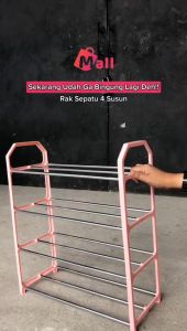 Mall Perabot | Rak Sepatu 4 Susun Tempat Sandal Rak 4Susun 4 Tingkat Pipa Stainless Sendal Shoe Rack 4 Level