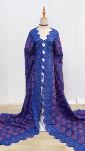 Swiss purple cutwork embroidered voile lace - floral beaded voile gown & hand-decorative sewing fabric for fashionable dresses