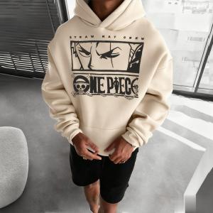 เสื้อฮู้ดลายวันพีซ ทีมหมวกฟาง สำหรับผู้ชายและผู้หญิง สไตล์สตรีทแวร์ ลำลอง ทรงหลวม เสื้อสเวตเชิ้ตผ้าฝ้าย ใส่สบาย เหมาะสำหรับฤดูใบไม้ผลิและฤดูใบไม้ร่วง แฟชั่น