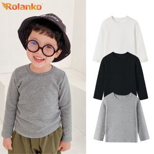 Rolanko Kids Long Sleeved T-shirts Cotton Tee Crew Neck Tops Breathable Absorb Sweat Boy Girl Athletic Dance Shirt Costume 3-15 Years
