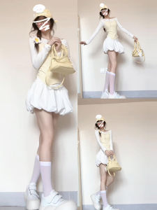 Korean Style Pure Desire off Shoulder Strap T-Shirt Half Skirt Women Summer 2025 New Elegantly Spicy Three Piece Set Skirt