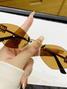 Kính Mát Vuông Không Viền Hình Tam Giác Cho Nữ Kính Bảo Vệ Mắt Bằng Kim Loại Cao Cấp Thiết Kế Hình Học Kính Mát Thời Trang