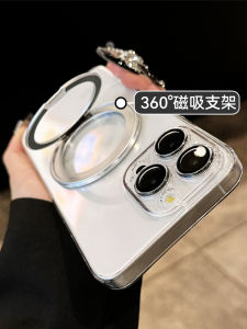 Ultra-Thin Transparent Magnetic Absorption Phone Case for Apple 16Pro Max New Model 2024 Protective Cover with Stand Anti-Fall Full-Body Protection