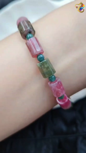 Super Premium Grade Watermelon Tourmaline Barrel Bracelet