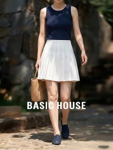 Basic House | High Waist Suit Style Pleated Mini Skirt